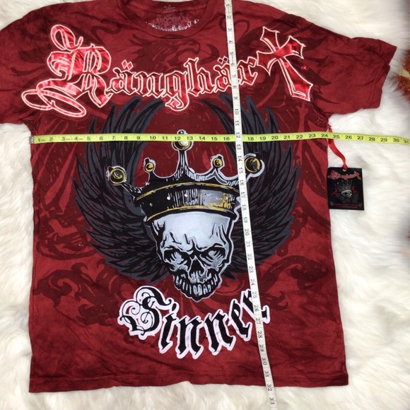 RANGHART  2XL Graphic Sinner Saint Skull All Over Print Crown Graffiti NWT. - Picture 2 of 7